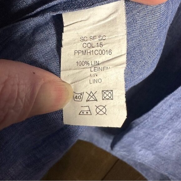 Profuomo Men’s Slim Fit Linen Shirt - Sky BlueSize: 41 (16)EUC - Picture 5 of 5